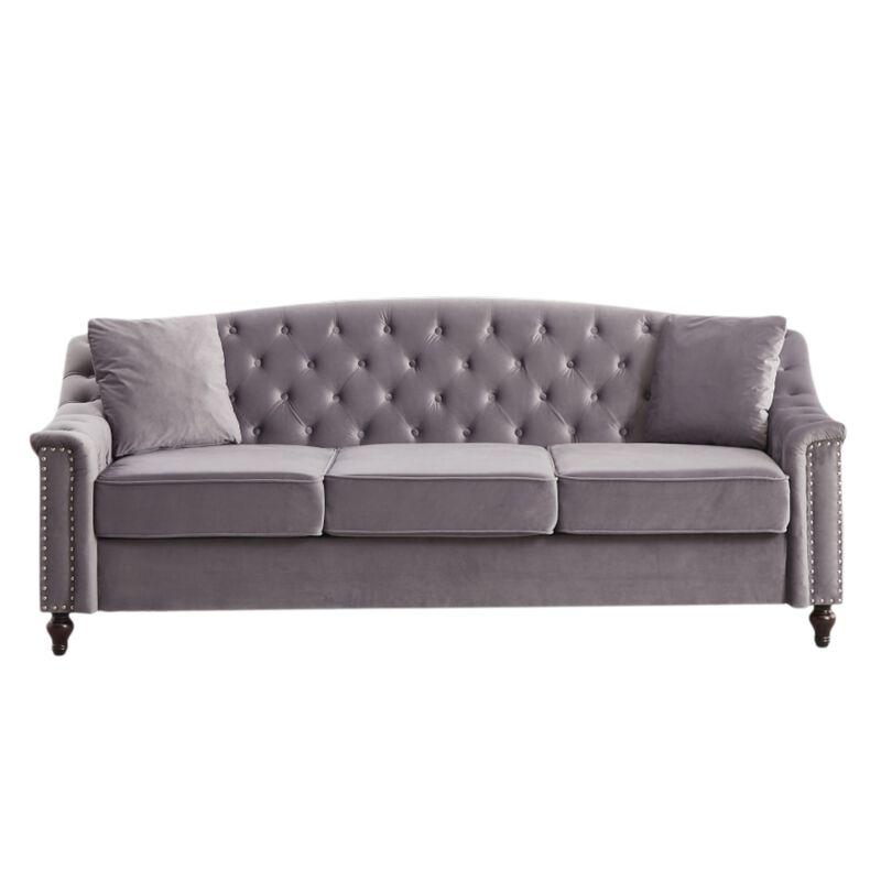 Snump 82" Velvet Chesterfield Sofa image number 0