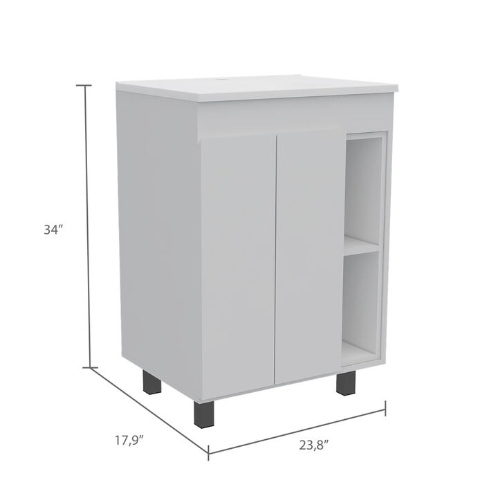 Malden 2-Shelf Rectangle Freestanding Vanity Cabinet White