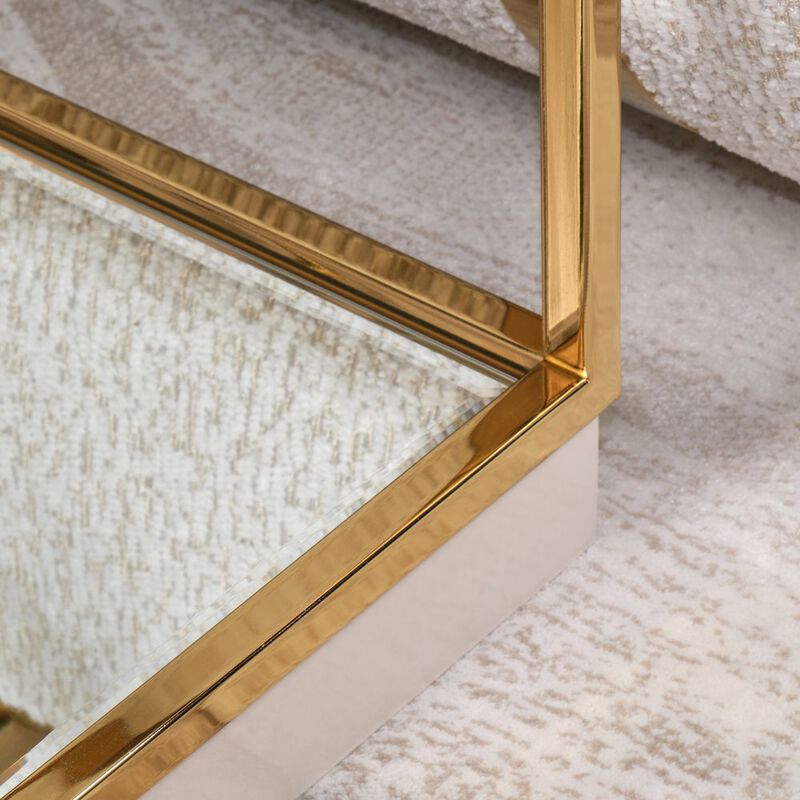 Michael Amini Savannah Breeze End Table - Bright Gold