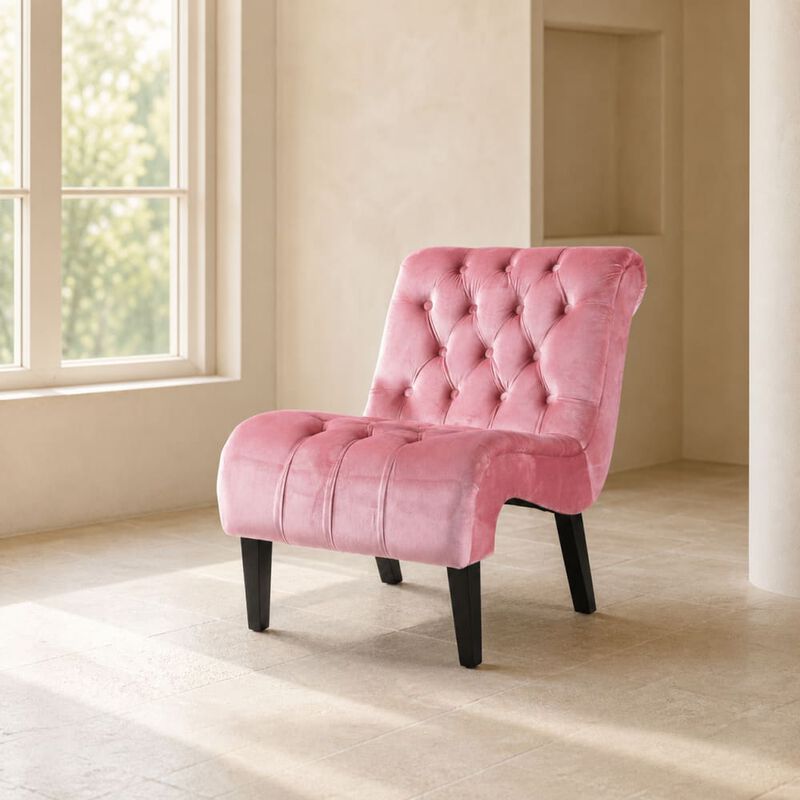 GOODSILO Armless Velvet Upholstered Accent Chair Leisure Chair with Wooden Legs for Living Room, Bedroom, Office, Small Spaces image number 3