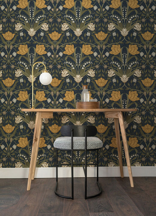 Filippa Navy Tulip Wallpaper (Set of 2)