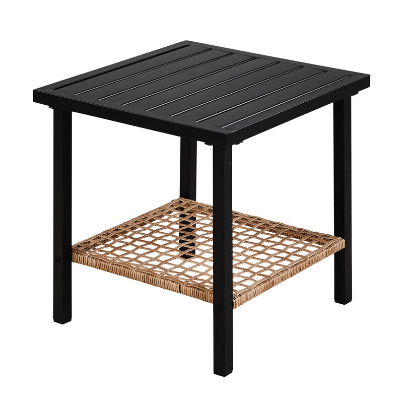 3-Piece Outdoor Wicker Patio Set &ndash; 2 Swivel Rocker Chairs and 1 Table for Comfortable Porch or Garden Seating image number 9