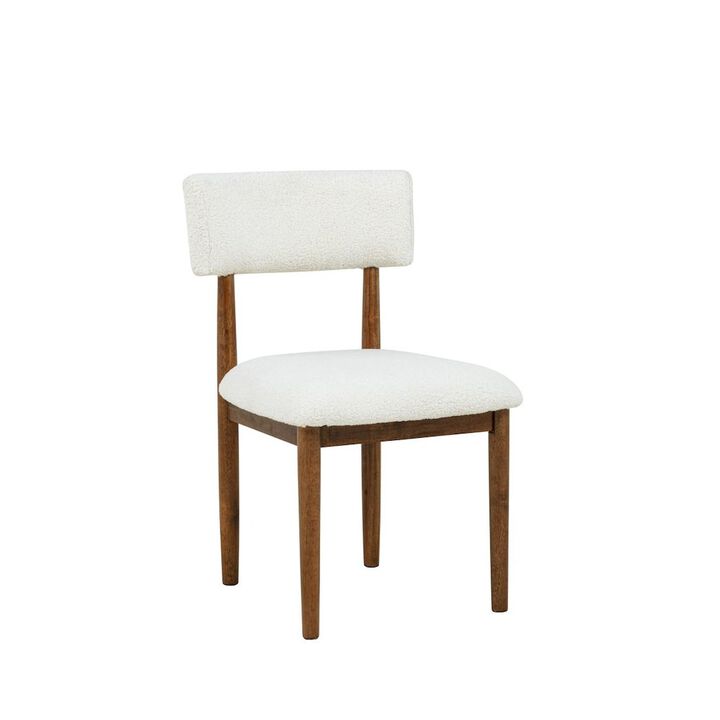 Yvetta Mid Century Modern Dining Chairs, Set of 2, White/Light Oak