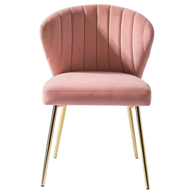 Velvet Upholstered Wingback Accent Side Chair with Metal Legs