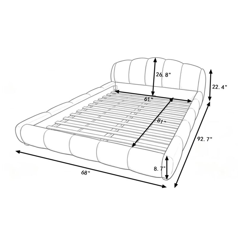 Nefjad Chenille Upholstered Platform Bed Frame image number 9