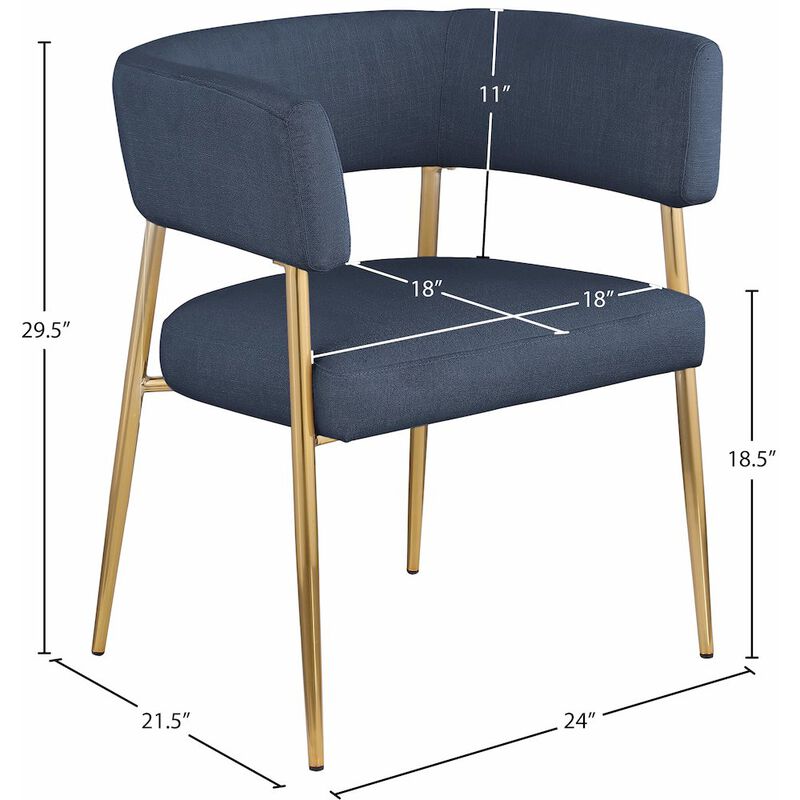 Meridian Furniture Creston Deep Navy Durable Linen Textured Fabric Dining Chair