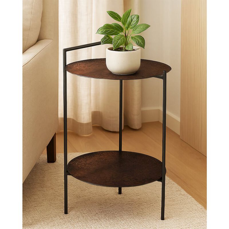 Benji Iron Side Table in Dark Copper Toned Iron