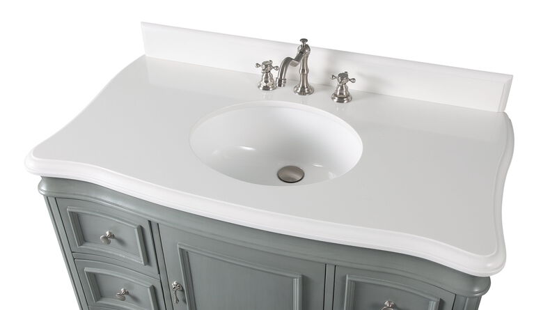 42 Inch Benton Collection Sesto Gray Bathroom Vanity White Quartz Top image number 3