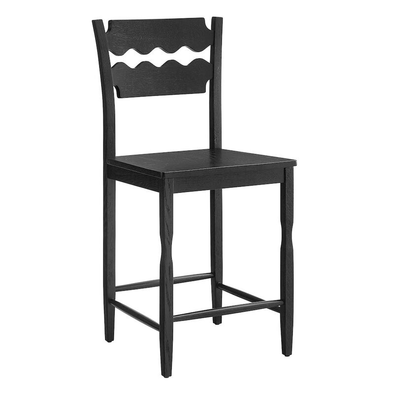 Jax Oak Wood Counter Stool With Wavy Razor Back image number 0