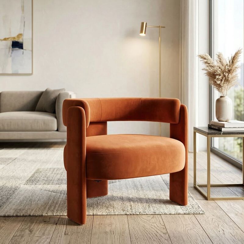 Envelor Modern Velvet Wingback Accent Armchair image number 3