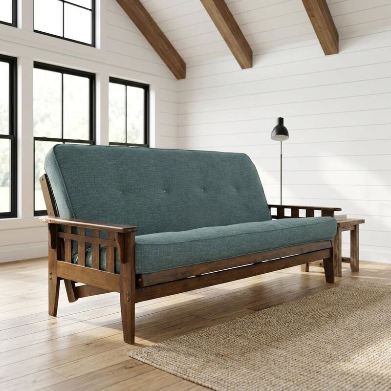 Tucson Frame-Rustic Walnut Finish-Linen Aqua Mattress image number 7