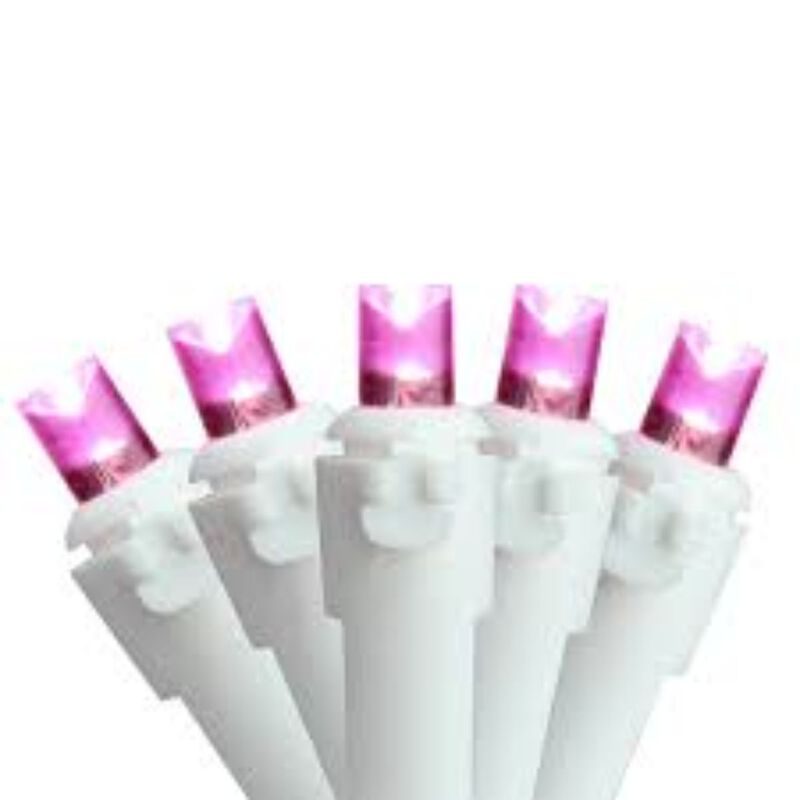 50 Pink LED Wide Angle Christmas Lights - 16.25 ft White Wire image number 2