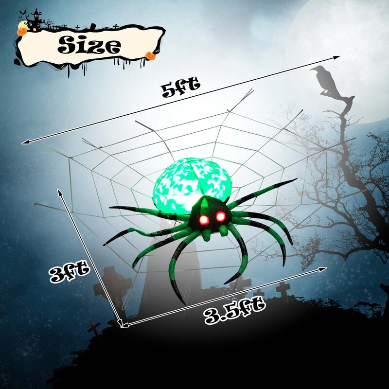 Halloween Inflatable Creepy Spider &ndash; Spooky Outdoor Decoration for Yard or Garden image number 3