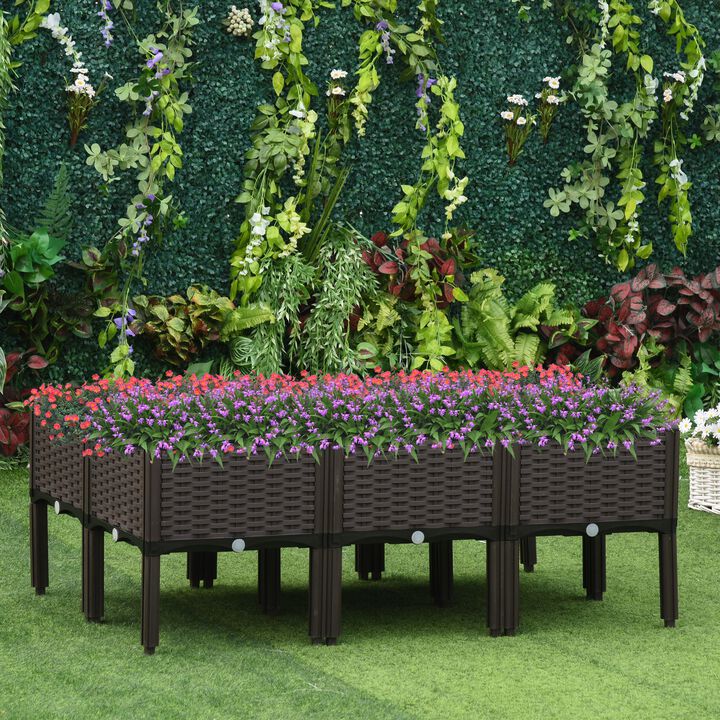 Hivvago Raised Planter Box 6-Piece Set for Backyard Gardening