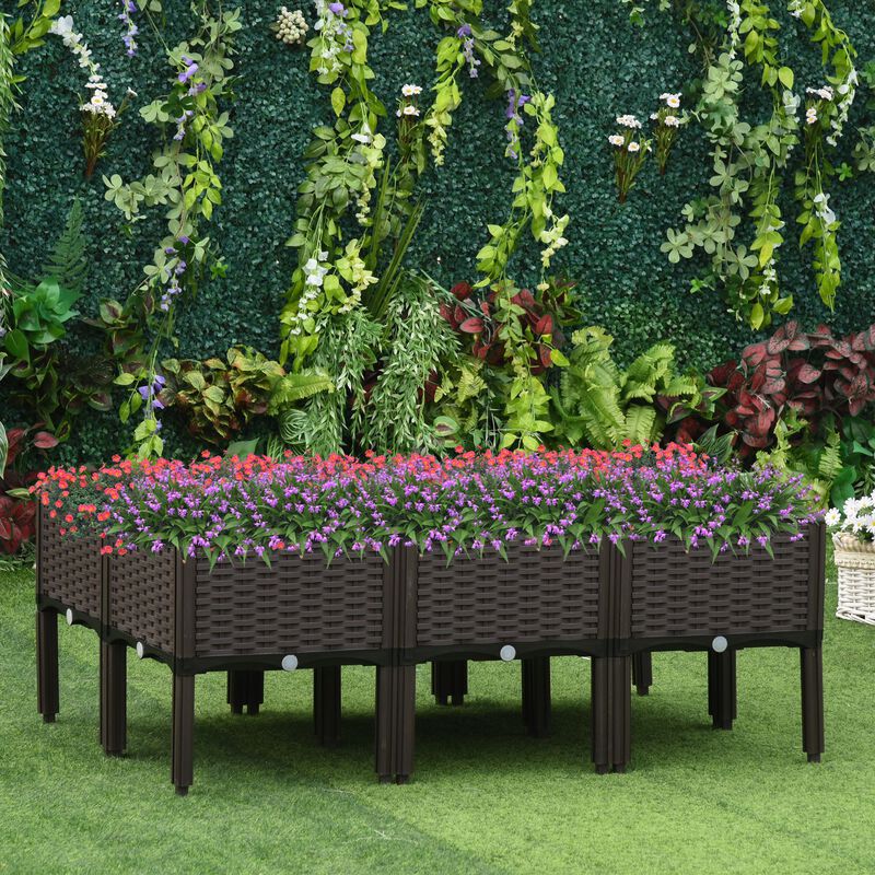 Hivvago Raised Planter Box 6-Piece Set for Backyard Gardening image number 1
