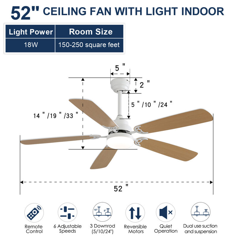 ELEMENT ACE Indoor Modern Ceiling Fan with LED Light and Remote Control for Efficient Airflow image number 2
