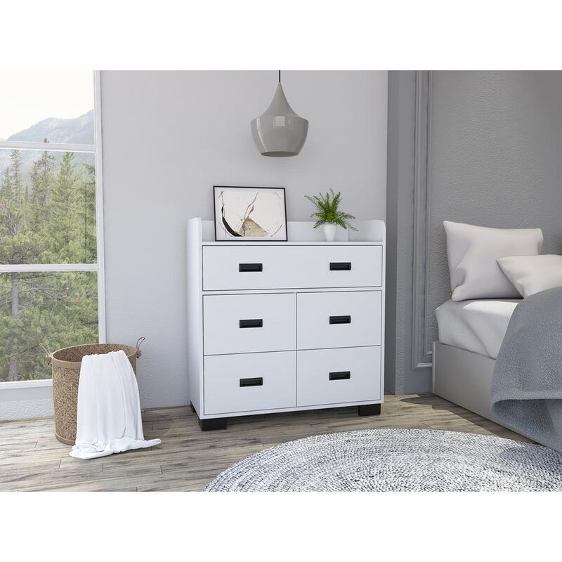 DEPOT E-SHOP Neptune Dresser, One Ample Drawer, Four Drawers, Four Legs, Countertop, White, For Bedroom