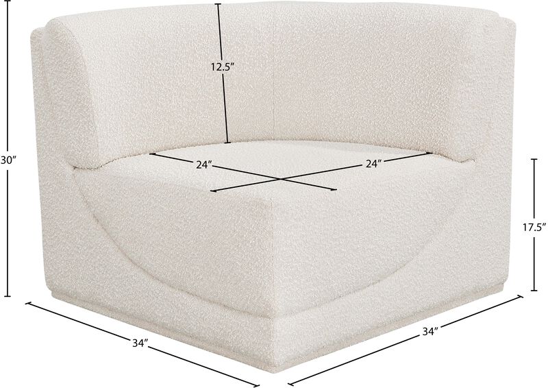 Meridian Furniture Ollie Cream Boucle Fabric Corner