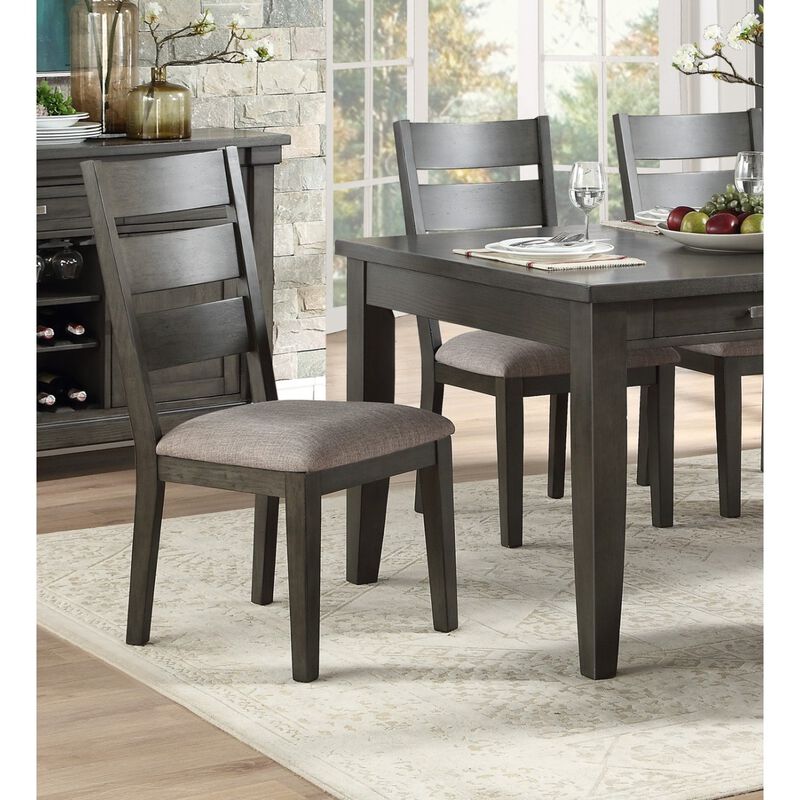 Gray Finish 5pc Dining Set Table with 6x Drawers and 4x Side Chairs Upholstered Seat Transitional Dining Room Furniture image number 4