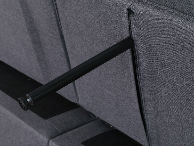 Streamdale Zoey Dark Gray Linen Convertible Sleeper Loveseat With Side Pocket