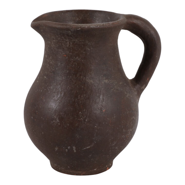 7x6" Terracotta Jug Vase, Rustic Brown