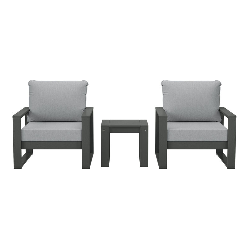 WestinTrends Outdoor Modern 3-Piece HDPE Patio Sofa Set with Side Table image number 0
