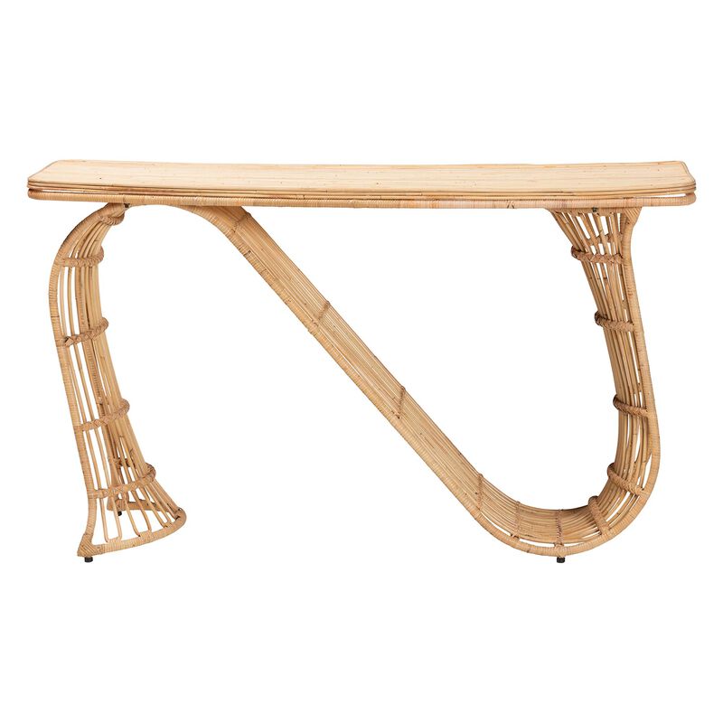 bali & pari Araceli Rattan S-Curve Console Table - Handwoven Wicker Sculptural Accent Table for Living Room or Entryway image number 3