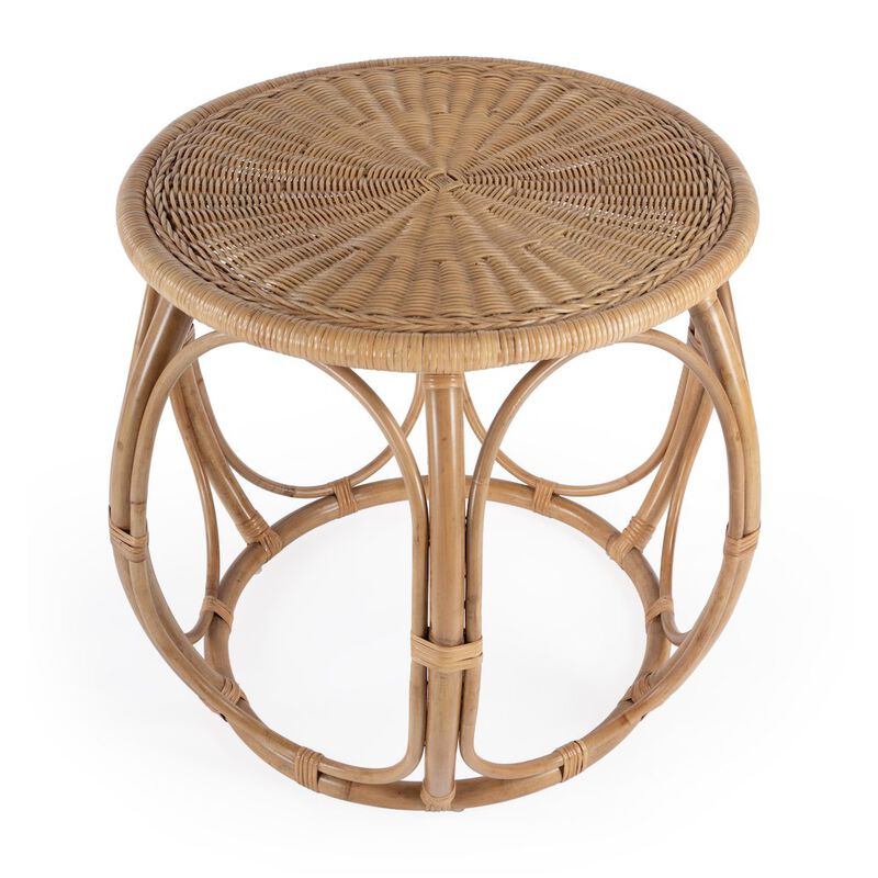 Butler Specialty Savannah Woven Rattan Round End Table, Natural