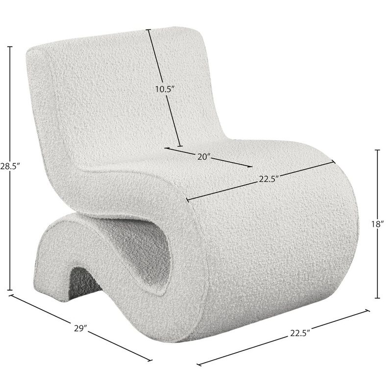Meridian Furniture Desiree Cream Boucle Fabric Accent Chair