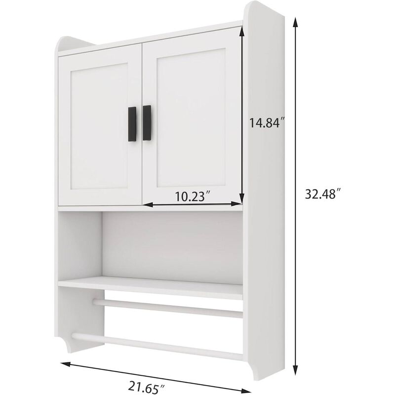 Space-Saving Wall Bathroom Cabinet with Towel Rack & Storage Shelf