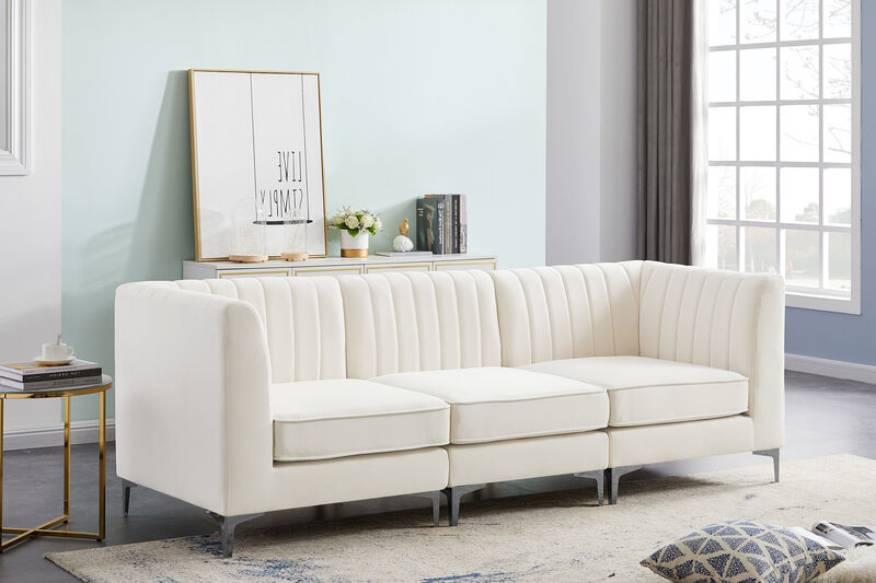 Meridian Furniture Alina Cream Velvet Modular Sofa