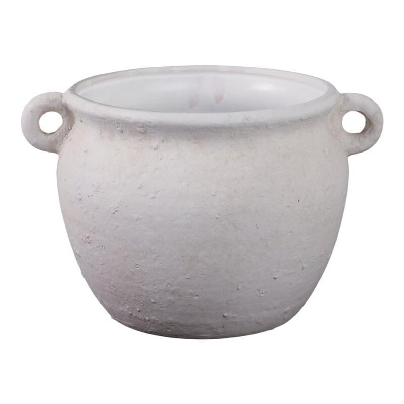 10" Textured Stoneware Jug Planter, White image number 3