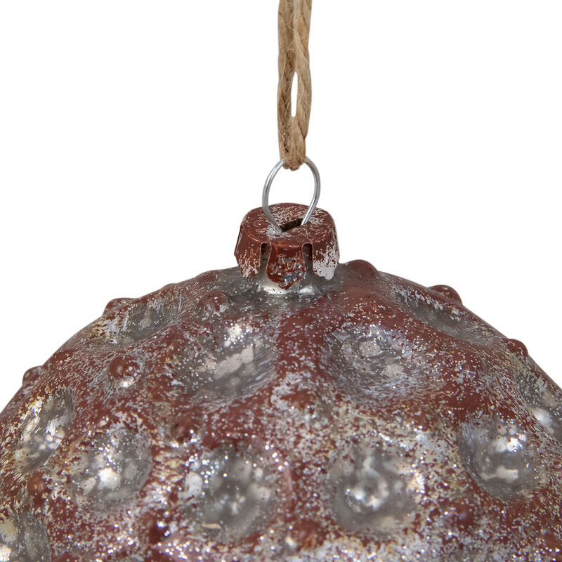 Mercury Silver Distressed Glass Christmas Ball Ornament 3.5" (88mm) image number 2