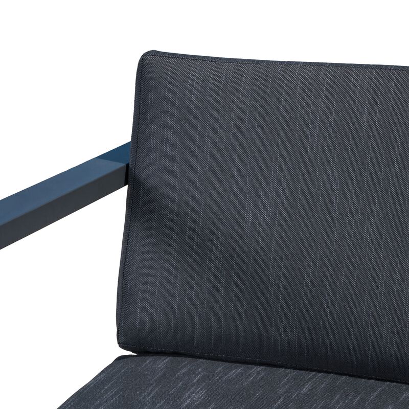 Novi 3pc Outdoor Set, 1 Loveseat, 2 Accent Chairs, Dark Gray Fabric, Metal