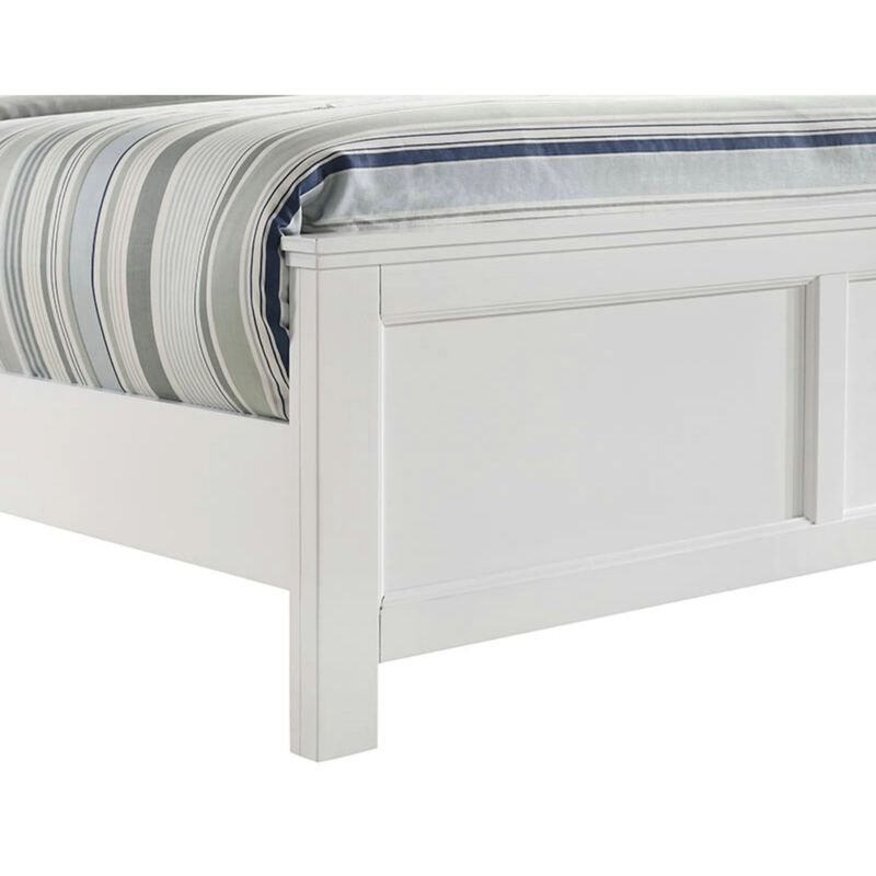 Aver Queen Size Bed, Transitional Carved Panel Design, White Wood Finish - Benzara
