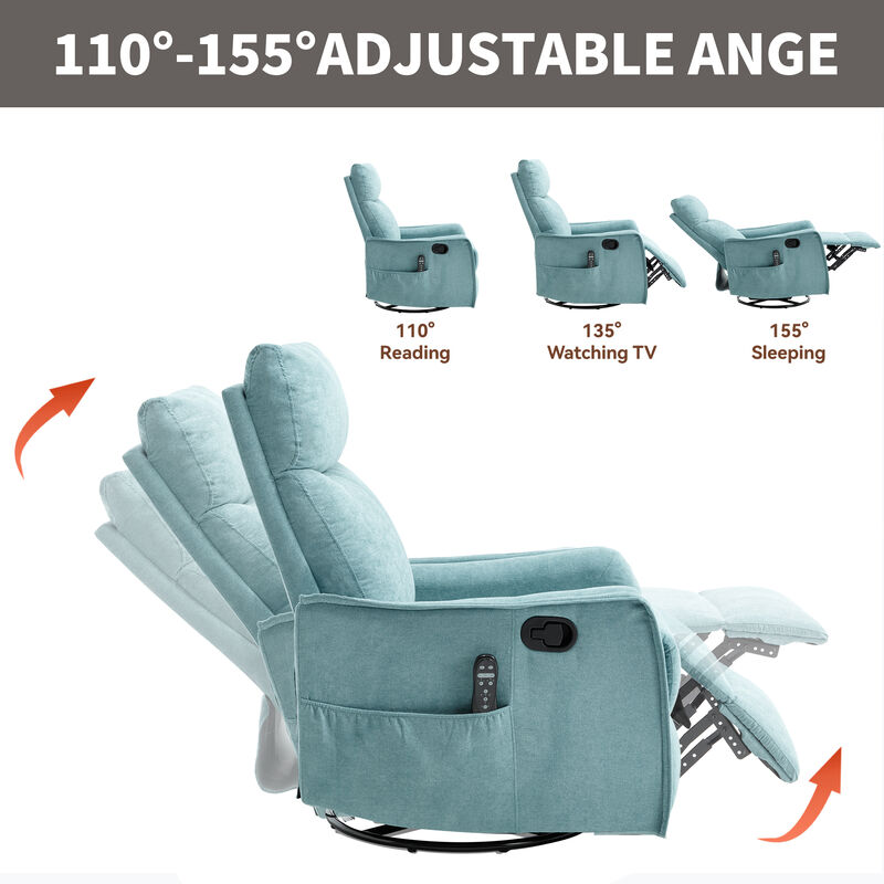 Merax 360&deg; Swivel Rocking Recliner with Massage & Lumbar Heat image number 3