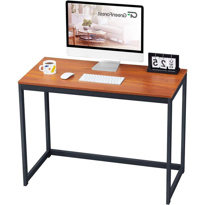 Hivvago Compact Modern Home Office Laptop Computer Desk Table Metal Frame Wood Top