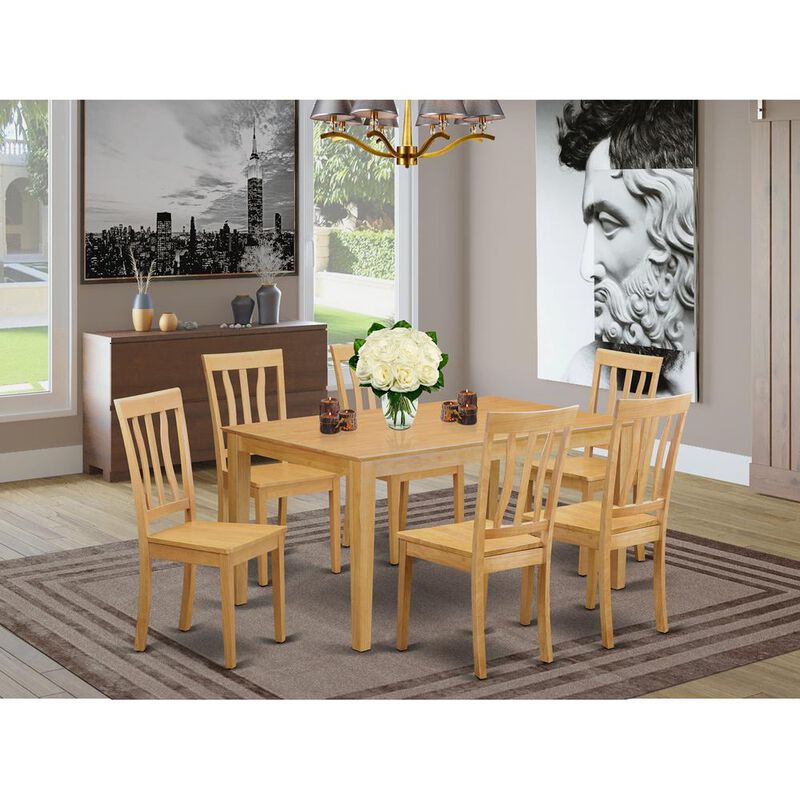 East West Furniture 7  Pc  Kitchen  Table  set  -  Kitchen  dinette  Table  and  6  Kitchen  Chairs