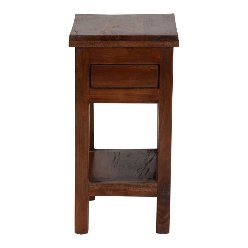 bali & pari Alexandra Handcarved Mahogany Wood Nightstand &ndash; Decorative Accent Table with Lower Shelf, Traditional Artisan Furniture image number 3