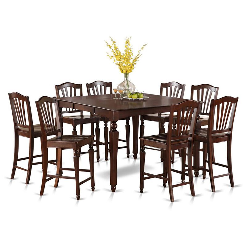 9 PC Counter height Table set-Square gathering Tablealong with 8 Kitchen counter Chairs