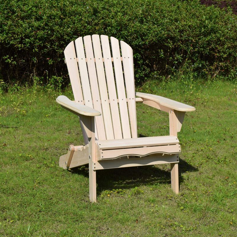NorthbeamMerry Garden Foldable Wooden Adirondack Chair, Outdoor, Garden, Lawn, Deck Chair, Natural