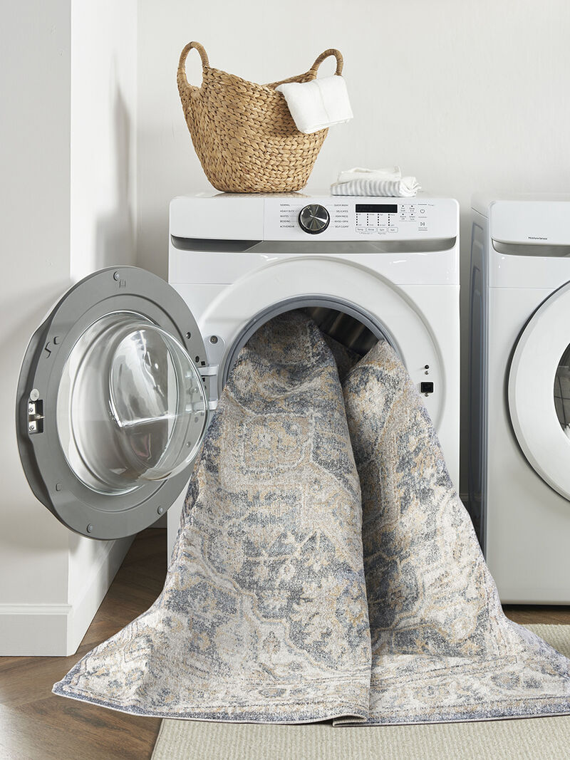 Astra Machine Washable ASW12 Gray/Blue 9' x 12' Rug