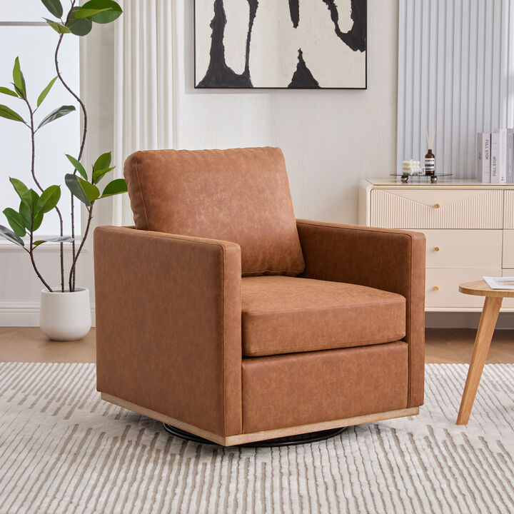 GOODSILO Square Swivel Accent Chair with 360-Degree Rotation and Plush Upholstery for Modern Living Spaces
