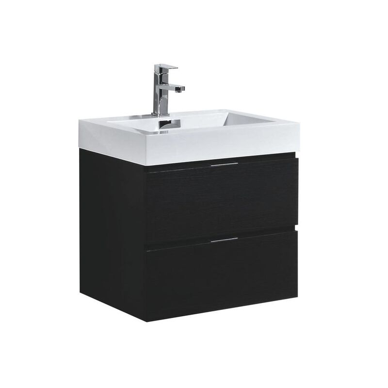 Kubebath Bliss 24 Black Wall Mount Modern Bathroom Vanity