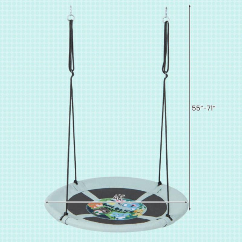 Hivvago 40 Inches Saucer Tree Swing with Adjustable Hanging Ropes and 900D Oxford Fabric - Forest