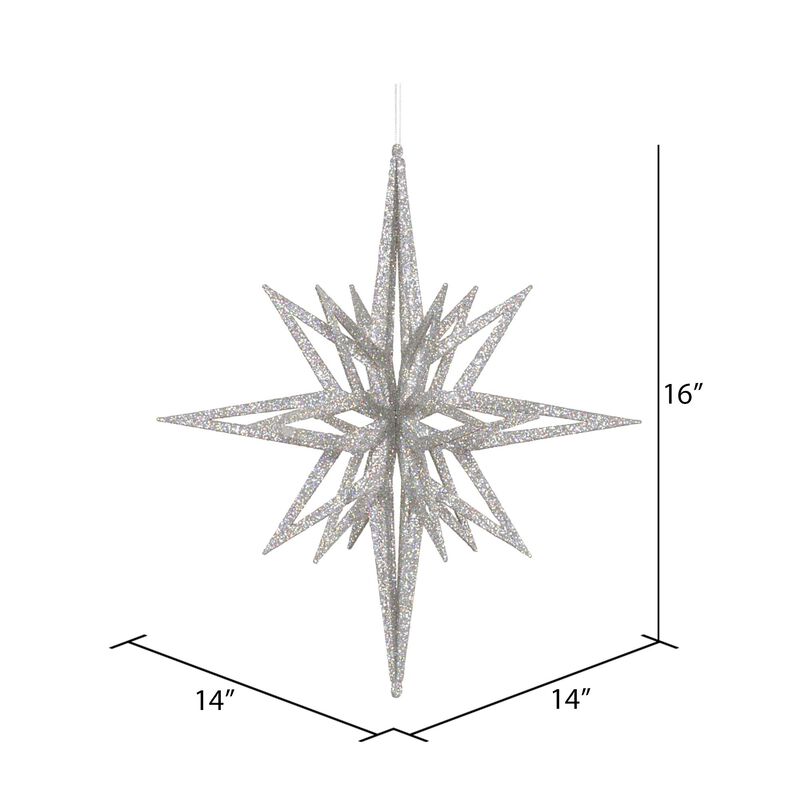 Vickerman 16" Silver Iridescent Star Christmas Ornament image number 1