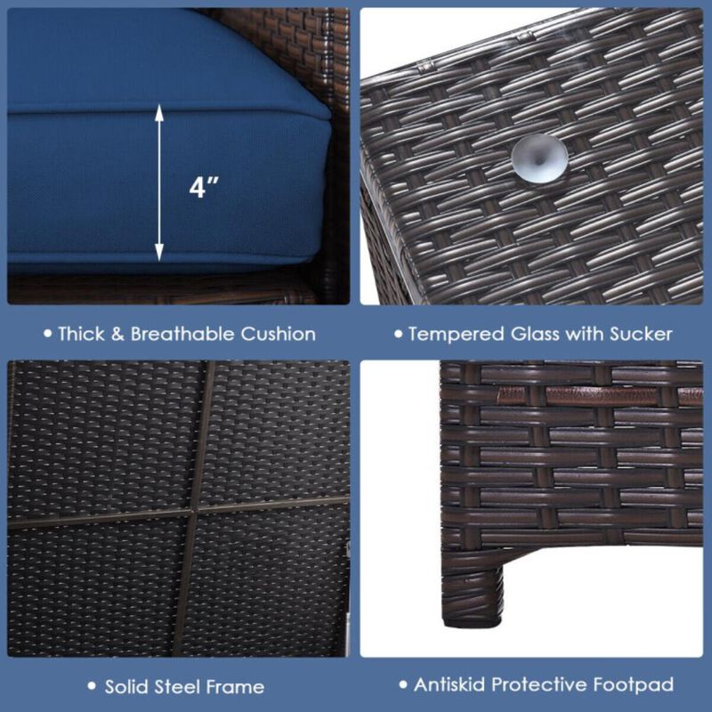 Hivvago 4 Pieces Outdoor Patio Rattan Furniture Set with Loveseat and Storage Box