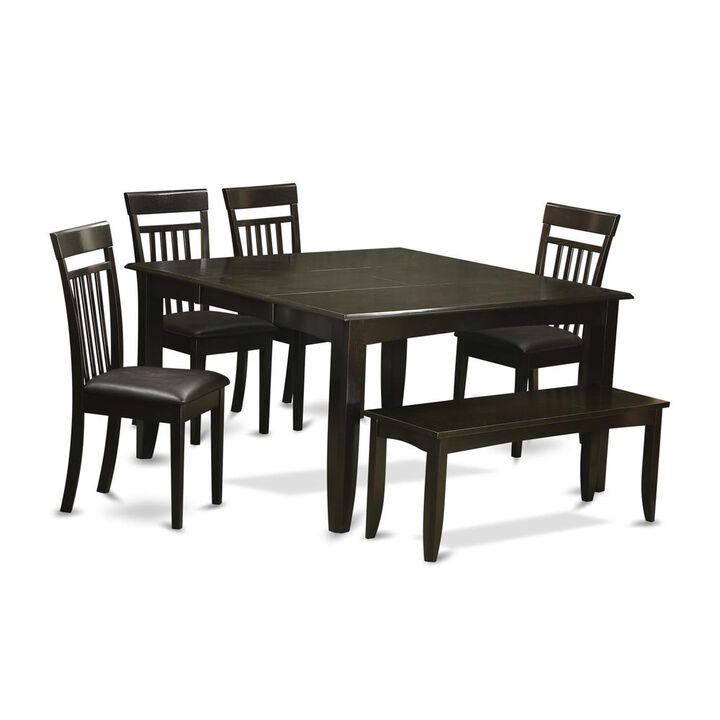 6 PC Dining room set with bench-Dinette Table with Leaf and 4 Dining Chairs Plus Bench.