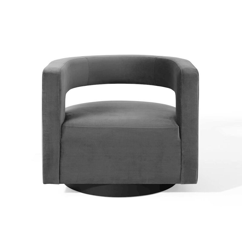 Spin Cutaway Performance Velvet Swivel Armchair image number 4