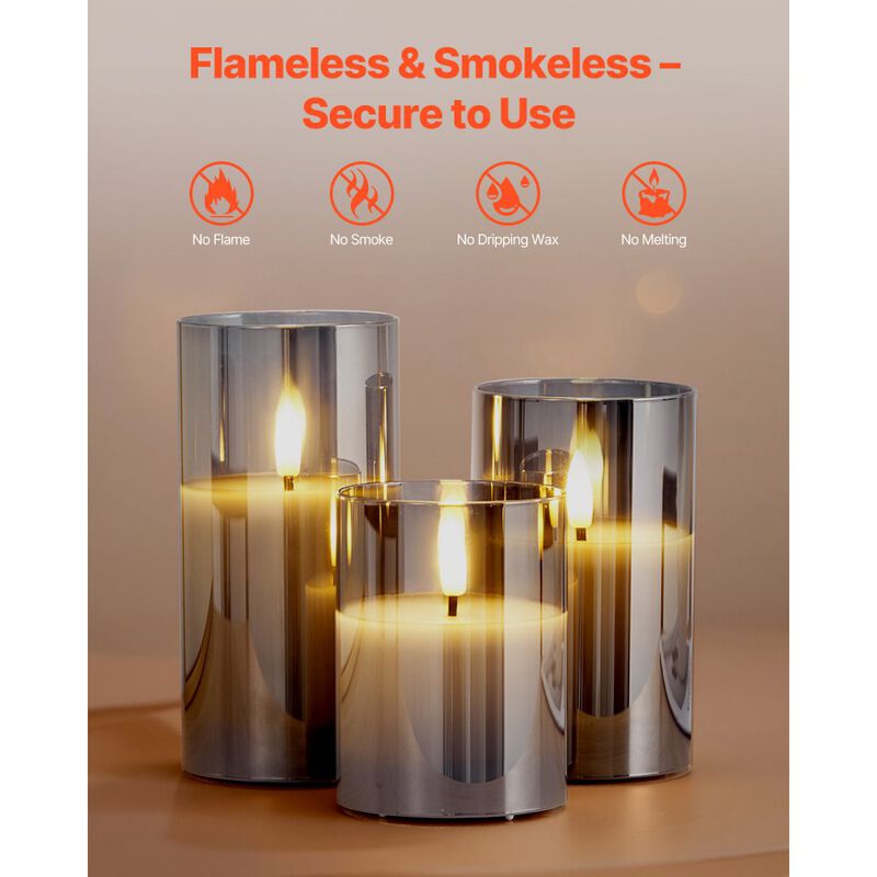 3-Pack Flameless LED Candles with Remote Control, Battery Operated